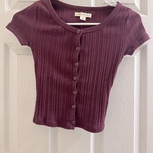 Button-Front Cropped Shrunken Tee